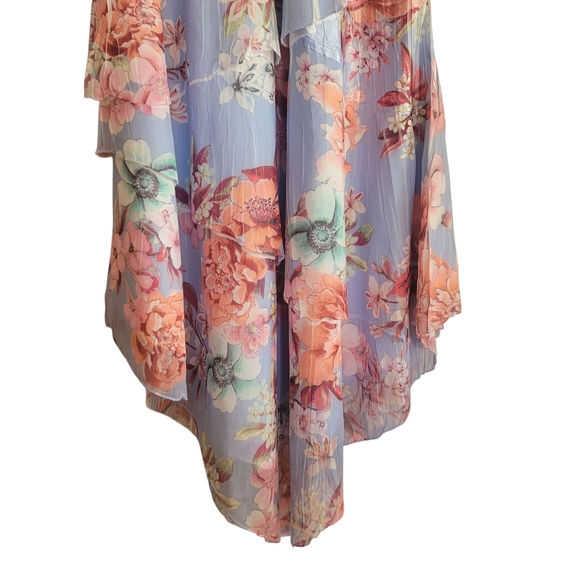 Komarov Tiered Flutter Sleeve Midi Dress  Periwinkle Bloom Size Small Floral - Picture 6 of 10